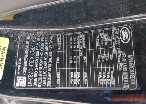 2020 Land Rover Range Rover Evoque Se from USA, damaged, VIN SALZP2FX2LH078250